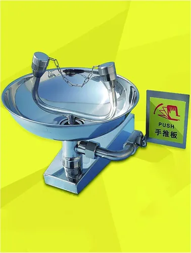Emergency Eyewash Station for Cleaning Wall Mounted Eye Wash with Large Eye Wash Bowl 12L/min Faucet Stainless Steel Eye Wash Stations(Silver)