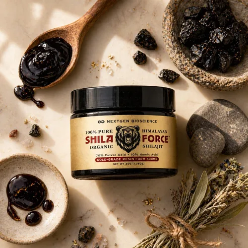 Miniatura 7 de ShilaForce™ Shilajit - Resina viva orgánica orgánica del Himalaya cosechada en estado silvestre de grado dorado, 500 mg, 70% ácido fúlvico y 10%