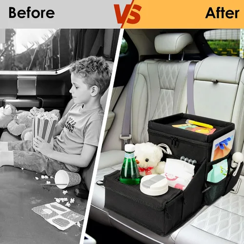 Miniatura 6 de Organizador de automóvil para niños, organizador de asiento trasero para niños y organizador de asiento de pasajero para adultos, enfriador y Negro