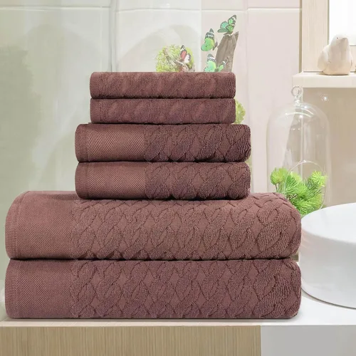 Miniatura 54 de Superior Juego de 6 toallas de 100% algodón egipcio de 500 GSM, 6 piezas, 2 caras, 2 manos, 2 toallas, ideal para baño, cocina o playa, de secado