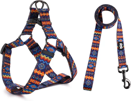 Miniatura 10 de QQPETS Juego de correa de arnés para perro, ajustable, resistente, sin tirones, arnés halter para perros de razas pequeñas, medianas y grandes, clip