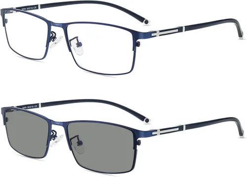 Miniatura 9 de Gafas de lectura de transición de metal para hombre, lentes fotocrómicas ultraligeras para presbicia, lupa Gary
