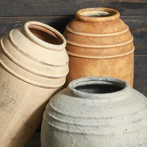 Miniatura 4 de Florero de cerámica con asas, jarrón de 12 pulgadas de alto para centros de mesa, grandes jarrones decorativos de terracota, jarrones rústicos