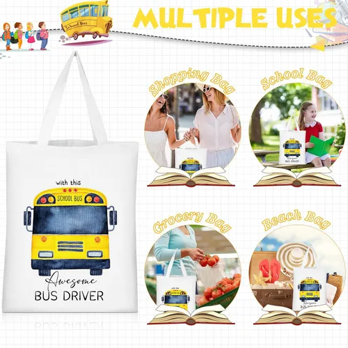 Miniatura 5 de Unittype 4 piezas de regalos de Navidad para conductores de autobús escolar, incluyendo bolsas de mano y bolsa de maquillaje para mujer, regalos