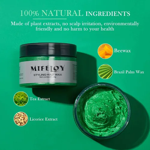 Miniatura 2 de Spray Temporal de Color Verde para Cabello Cera 4.23 onzas, tinte en crema para peinado natural instantáneo, barro de coloración desechable