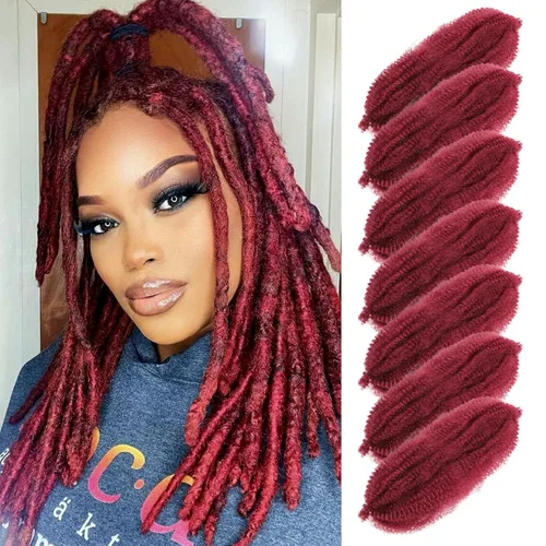 Miniatura 10 de Marley Twist - Cabello trenzado de 16 pulgadas, cabello afro trenzado elástico, paquete de 7 paquetes, cabello rizado rizado ombré, marrón Marrón