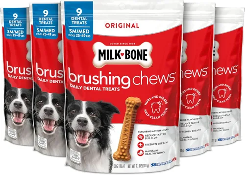 Miniatura 15 de Milk-Bone Original Masticables para Cepillar, 35 Golosinas Dentales Diarias para Perros de Tamaño Pequeño/Mediano, Acción de Frotamiento Ayuda a