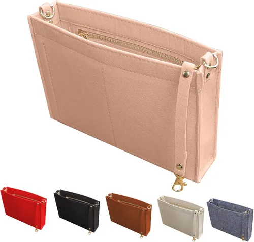 MISIXILE Organizador de bolsa de fieltro con cremallera y hebillas doradas, organizador de bolso para bolsa de aseo 19 26