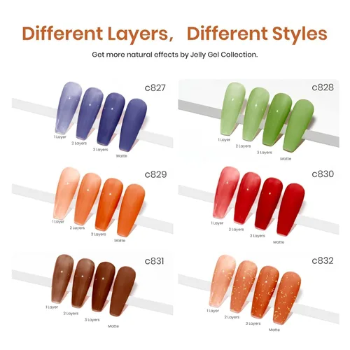 Miniatura 2 de Beetles - Kit de 6 colores de esmalte de gel de uñas, colores transparentes, translúcidos, marrón, rojo, azul, verde, naranja, primavera, lámpara