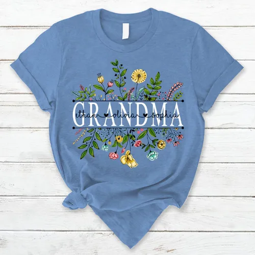 Miniatura 4 de Custom Mom Mimi and Grandkids Wildflowers Shirt, Customize Grandma Gifts, Gifts for Grandma Nana Gigi Oma Mamaw Yaya