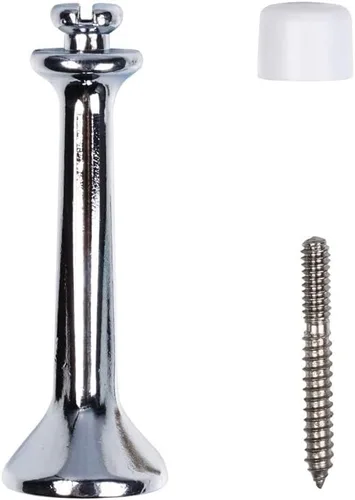 Miniatura 4 de Triumph Hardware Tope de puerta rígido sólido de 3 pulgadas con punta de goma suave, tope de puerta sólido de metal de aleación de zinc para Cromado