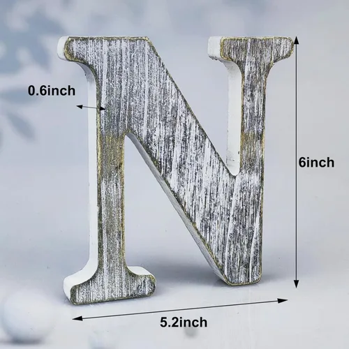 Miniatura 2 de Letras de madera rústica sin terminar de 6 pulgadas para decoración de pared, letras decorativas de pie en rodajas, decoración de tablero