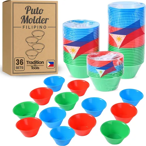 Miniatura 10 de Pequeño juego de 12 piezas de moldeador de Puto filipino (5,6 cm x 2,5 cm) - Moldeador de Kutsinta para hornear - Tazas de molde de Puto