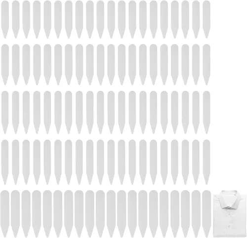 Tyqour 100 piezas de cuello de camisa, inserciones de cuello para camisas de vestir de hombre, el cuello de PVC transparente para hombre se mantiene