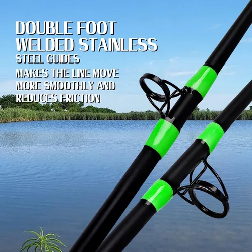 Miniatura 3 de Fiblink Cañas de pescar de bagre de 7'6"/8'6"/10'Caña de bagre verde 1 pieza/2 piezas portátil de viaje Caña de pesca de bagre de pesca de bagre