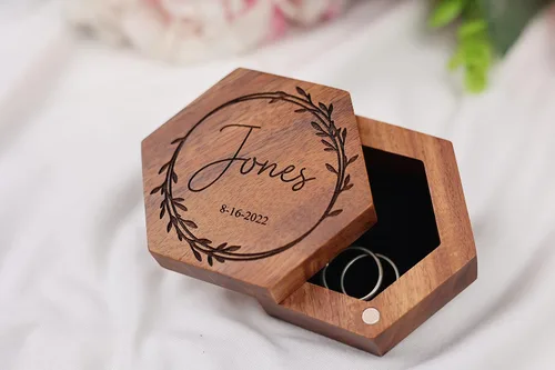 Miniatura 5 de Personalized Wooden Ring Box, Custom Wedding Ring Box, Engagement Ring Box, Custom Ring Holder