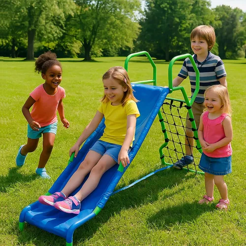 Miniatura 8 de Wonkawoo Tobogán de 5 pies para niños de metal independiente para patio de recreo al aire libre, interior, juego de tobogán para patio trasero