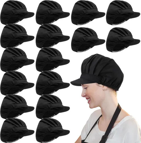 Miniatura 15 de Hicarer 16 sombreros de chef para mujer, redes para el pelo, cocina, cocina, gorra de chef ajustable, gorra de trabajo elástica para mujeres