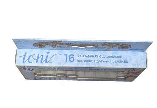 Miniatura 3 de IONI Extensiones de pestañas individuales de visón sintético, 3 hebras, longitud media
