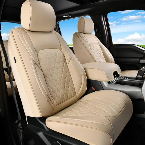 Miniatura 10 de Huidasource Fundas de asiento delantero de automóvil, funda de cojín impermeable de piel sintética F150 para asiento de camión, ajuste personalizado