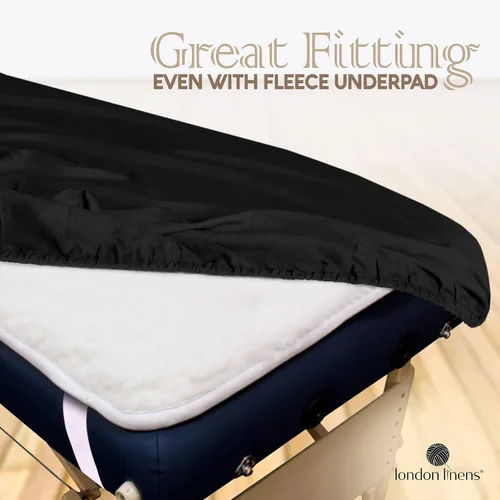 Miniatura 5 de London Linens Juego de sábanas de microfibra suave para mesa de masaje de 3 piezas, incluye funda para mesa de masaje, sábana bajera ajustable