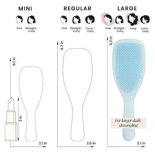 Miniatura 8 de Tangle Teezer Cepillo desenredante fino y frágil, elimina nudos y reduce la rotura, grande y tamaño de viaje, azul y menta