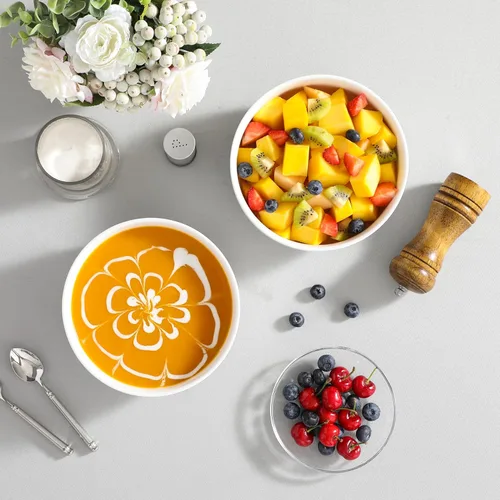 Miniatura 8 de MALACASA Juego de Tazones para Ensalada, 44 OZ (7") Tazones Grandes para Sopa Tazones para Cereal para Cocina, Juego de Tazones de Cerámica Blanca