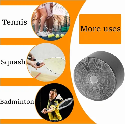 Miniatura 6 de VGEBY Cinta de raqueta, protector de raqueta de tenis de squash ampliado para equipo deportivo (negro)