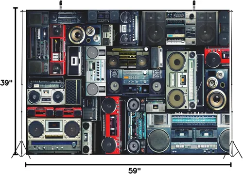 Miniatura 7 de BELECO Fondo de pantalla retro para pared de los años 80, 5 x 3 pies, estilo vintage de los años 70, regreso a los años 80, 90, fiesta, música, DJ