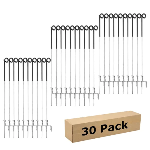 Fence Shock - Paquete de 30 postes de acero inoxidable portátiles de 41 pulgadas para valla eléctrica, jardín, granja, macizos de flores, pasarelas,