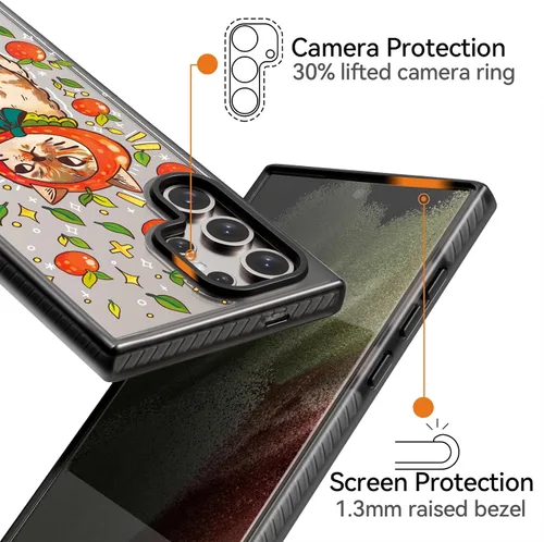 Miniatura 3 de Rosarnnah Funda compatible con Samsung Galaxy S24 Ultra, bonita estética, a la moda, divertida funda con estampado de gatito y gato, duradera a
