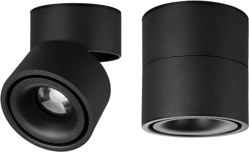 Foco LED de techo - Luz de pared 360° ajustable Luz de techo 10W COB Iluminación LED Lámpara de pared o Foco Luz blanca fría 6000K / Luz blanca Negro