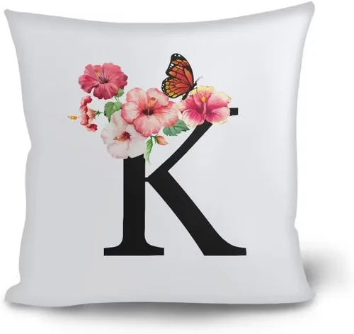 Miniatura 14 de Fundas de almohada decorativas del alfabeto, fundas de almohada con estampado floral de la letra B, fundas de almohada cuadradas suaves, fundas