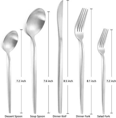 Miniatura 2 de Juego de cubiertos de 40 piezas, acero inoxidable para 4, juego de utensilios de cocina incluye cucharas y tenedores, juego de vajilla duradero