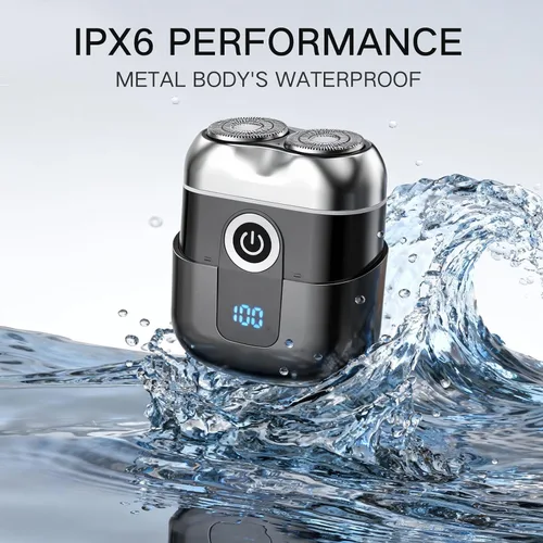 Miniatura 5 de Mini afeitadoras eléctricas para hombre Razor Face IPX7 Waterproof Wet Dry Cordless Razor with 3 Floating Blades LED Display for Travel Home USB