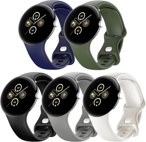 Miniatura 13 de Paquete de 5 bandas de reloj compatibles con Google Pixel 2/Pixel 3/Pixel 4 de 41mm para mujeres y hombres, correa de reemplazo deportiva duradera