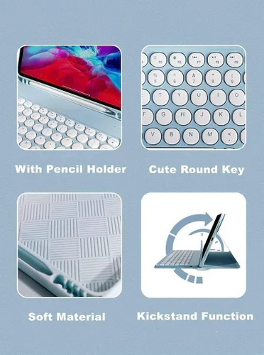 Miniatura 6 de Funda de teclado para Galaxy Tab S10 Plus/S9 FE Plus/S9 Plus (12.4 pulgadas), Galaxy Tab con combinación de teclado y mouse, funda magnética Azul