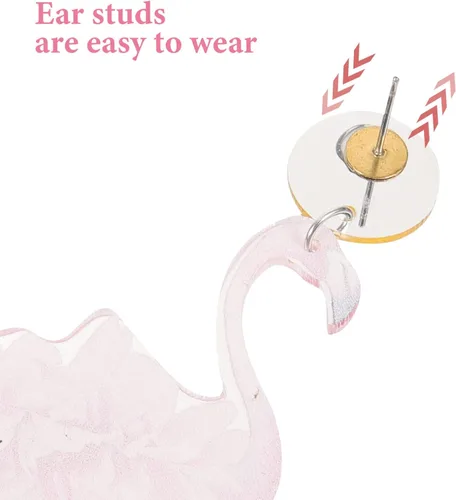 Miniatura 5 de Holibanna 1 par de aretes de flamenco Luau Party Pendientes de flamenco Pendientes de gota de flamenco Aretes de pájaro flamenco para mujer, aretes