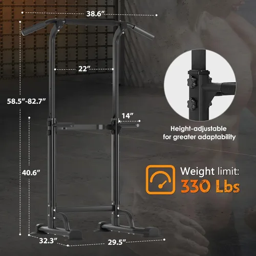 Miniatura 2 de Power Tower - Estación de barra de dominadas, estación de inmersión estable de 400 libras para equipo de entrenamiento de fuerza de gimnasio