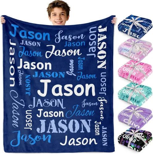 Miniatura 16 de Gudina Mantas y mantas personalizadas con nombre personalizado con nombre, manta de franela personalizada, regalos para niños, niñas, niños y bebés