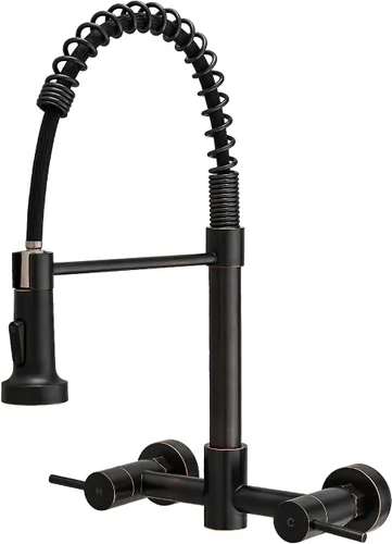Miniatura 11 de AIMADI Grifos de cocina de montaje en pared, grifo de fregadero de cocina de montaje en pared central de 8 pulgadas con rociador extraíble, diseño