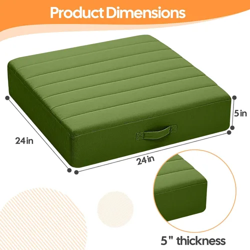 Miniatura 2 de MeMoreCool Almohadas cuadradas para suelo para adultos y niños, 2 juegos de cojines grandes de meditación con espuma de 5 pulgadas de grosor y funda
