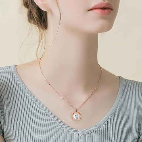 Miniatura 6 de Imrsanl Collares con Colgante de Urna de Corazón de Alas de Ángel para Mujeres y Niñas, Piedra Natal de Cristal, Joyería de Cremación, Urnas