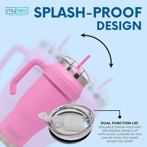 Miniatura 3 de MyBevi Outlander - Taza de viaje de acero inoxidable de alta calidad, para frío/calor, aislamiento de 3 capas, mango resistente, duradera y elegante