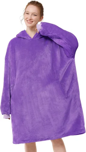 Miniatura 14 de LetsFunny Manta con Capucha, Sudadera Manta de Forro Polar Sherpa de Gran Tamaño Usable, Súper Suave Cálida y Acogedora con Bolsillo Gigante, Girasol