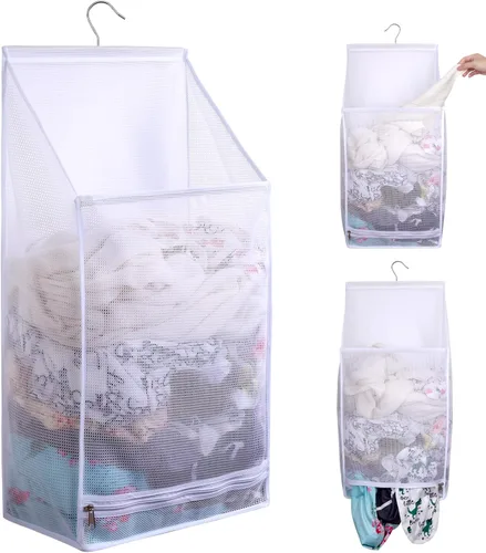 Bolsas de lavandería plegables de malla transpirable para colgar, secado rápido, portátil, ahorro de espacio, cesta de lavandería para dormitorio,
