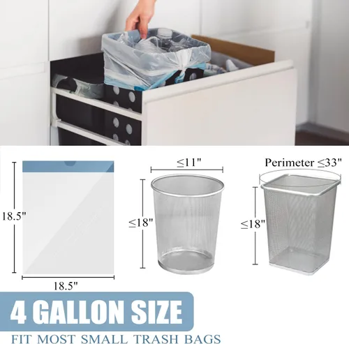 Miniatura 4 de Bolsas de basura pequeñas de 4 galones, bolsa de basura con cordón de 4 galones, bolsas de basura pequeñas de 4 galones sin desgarro, bolsas