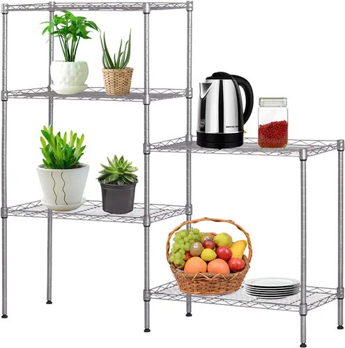 Miniatura 7 de Estante organizador de estante de metal ajustable de 5 niveles para despensa/lavandería/baño/cocina/dormitorio, estantes de almacenamiento