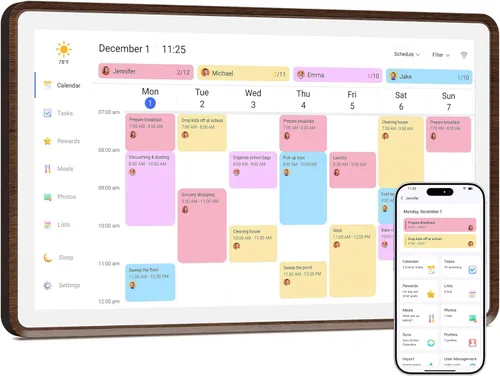 Miniatura 10 de Dragon Touch Calendario digital de 15.6 pulgadas y tabla de tareas, planificador familiar inteligente con pantalla táctil interactiva, marco