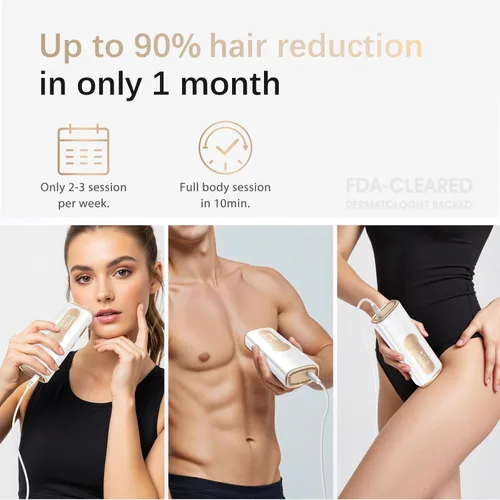 Miniatura 4 de Dispositivo de depilación láser IPL para mujeres y hombres, seguro en casa, contacto de enfriamiento de hielo a 45 °F para resultados indoloros